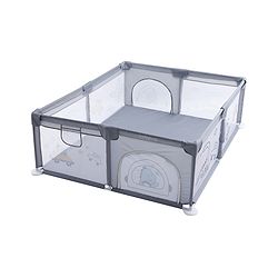 Babyhug Smart Portable Playpen with Safety Lock & Play Fence  Grey| Spacious Baby Play Area| Foldable Panels| Indoor & Outdoor Use| Easy to Assemble| Safe Play Zone for Babies & Toddlers