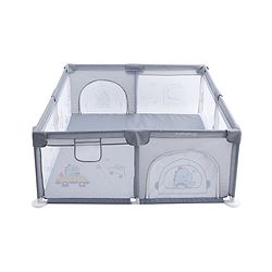 Babyhug Smart Portable Playpen with Safety Lock & Play Fence  Grey| Spacious Baby Play Area| Foldable Panels| Indoor & Outdoor Use| Easy to Assemble| Safe Play Zone for Babies & Toddlers