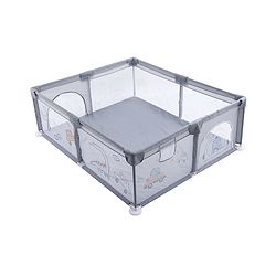 Babyhug Smart Portable Playpen with Safety Lock & Play Fence  Grey| Spacious Baby Play Area| Foldable Panels| Indoor & Outdoor Use| Easy to Assemble| Safe Play Zone for Babies & Toddlers