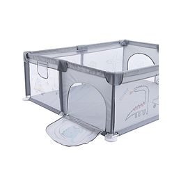 Babyhug Smart Portable Playpen with Safety Lock & Play Fence  Grey| Spacious Baby Play Area| Foldable Panels| Indoor & Outdoor Use| Easy to Assemble| Safe Play Zone for Babies & Toddlers