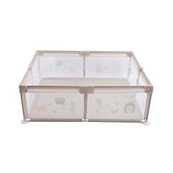 Babyhug Playpen & Play Yard  Khaki| 150 x 180 cm Large Play Area| Zipper Door & Toy Pouch| Foldable Indoor & Outdoor Playpen| Safe & Sturdy| for 05 Years Boys & Girls| Easy to Assemble