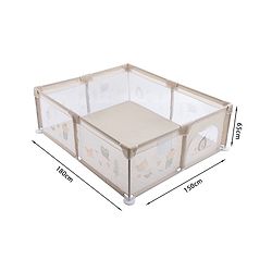 Babyhug Playpen & Play Yard  Khaki| 150 x 180 cm Large Play Area| Zipper Door & Toy Pouch| Foldable Indoor & Outdoor Playpen| Safe & Sturdy| for 05 Years Boys & Girls| Easy to Assemble