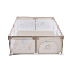 Babyhug Playpen & Play Yard  Khaki| 150 x 180 cm Large Play Area| Zipper Door & Toy Pouch| Foldable Indoor & Outdoor Playpen| Safe & Sturdy| for 05 Years Boys & Girls| Easy to Assemble