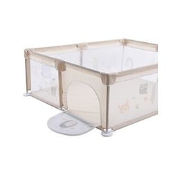 Babyhug Playpen & Play Yard  Khaki| 150 x 180 cm Large Play Area| Zipper Door & Toy Pouch| Foldable Indoor & Outdoor Playpen| Safe & Sturdy| for 05 Years Boys & Girls| Easy to Assemble