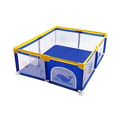 Babyhug Smart Portable Playpen with Safety Lock & Play Fence  Dark Blue| Spacious Baby Play Area| Foldable Panels| Indoor & Outdoor Use| Easy to Assemble| Safe Play Zone for Babies & Toddlers