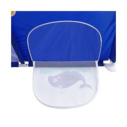 Babyhug Smart Portable Playpen with Safety Lock & Play Fence  Dark Blue| Spacious Baby Play Area| Foldable Panels| Indoor & Outdoor Use| Easy to Assemble| Safe Play Zone for Babies & Toddlers