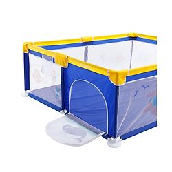 Babyhug Smart Portable Playpen with Safety Lock & Play Fence  Dark Blue| Spacious Baby Play Area| Foldable Panels| Indoor & Outdoor Use| Easy to Assemble| Safe Play Zone for Babies & Toddlers