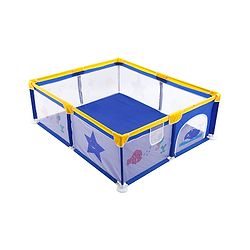 Babyhug Smart Portable Playpen with Safety Lock & Play Fence  Dark Blue| Spacious Baby Play Area| Foldable Panels| Indoor & Outdoor Use| Easy to Assemble| Safe Play Zone for Babies & Toddlers