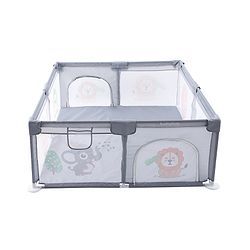 Babyhug Smart Portable Playpen with Safety Lock & Play Fence  Grey| Spacious Baby Play Area| Foldable Panels| Indoor & Outdoor Use| Easy to Assemble| Safe Play Zone for Babies & Toddlers