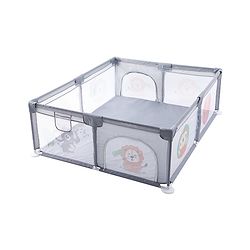 Babyhug Smart Portable Playpen with Safety Lock & Play Fence  Grey| Spacious Baby Play Area| Foldable Panels| Indoor & Outdoor Use| Easy to Assemble| Safe Play Zone for Babies & Toddlers