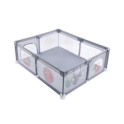 Babyhug Smart Portable Playpen with Safety Lock & Play Fence  Grey| Spacious Baby Play Area| Foldable Panels| Indoor & Outdoor Use| Easy to Assemble| Safe Play Zone for Babies & Toddlers
