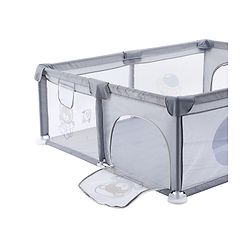 Babyhug Smart Portable Playpen with Safety Lock & Play Fence  Grey| Spacious Baby Play Area| Foldable Panels| Indoor & Outdoor Use| Easy to Assemble| Safe Play Zone for Babies & Toddlers