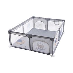 Babyhug Smart Portable Playpen with Safety Lock & Play Fence  Grey| Spacious Baby Play Area| Foldable Panels| Indoor & Outdoor Use| Easy to Assemble| Safe Play Zone for Babies & Toddlers