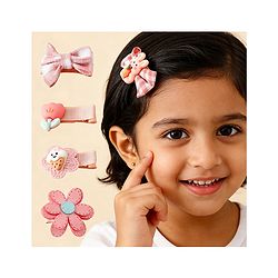 Babyhug Hair Clips With Applique Pack of 5 - Pink