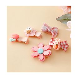 Babyhug Hair Clips With Applique Pack of 5 - Pink