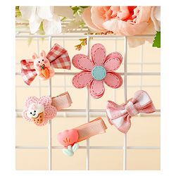 Babyhug Hair Clips With Applique Pack of 5 - Pink