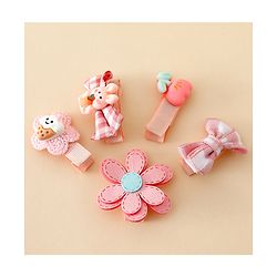 Babyhug Hair Clips With Applique Pack of 5 - Pink