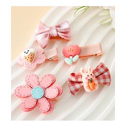 Babyhug Hair Clips With Applique Pack of 5 - Pink