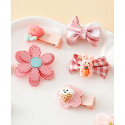 Babyhug Hair Clips With Applique Pack of 5 - Pink