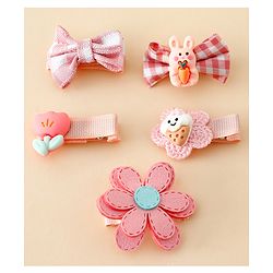 Babyhug Hair Clips With Applique Pack of 5 - Pink