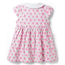 Babyhug Single Jersey Knit Cap Sleeves Floral Printed Frock with Bloomer - Pink