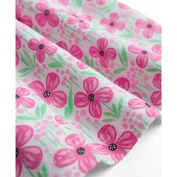 Babyhug Single Jersey Knit Cap Sleeves Floral Printed Frock with Bloomer - Pink