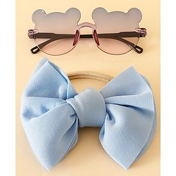 Babyhug Free Size Headbands With Bow Applique & Sunglasses - Light Blue