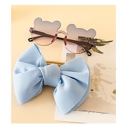 Babyhug Free Size Headbands With Bow Applique & Sunglasses - Light Blue