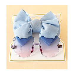 Babyhug Free Size Headbands With Bow Applique & Sunglasses - Light Blue
