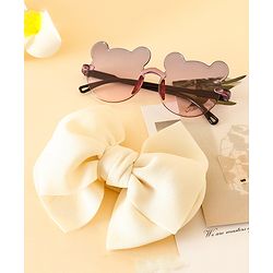 Babyhug Free Size Headbands With Bow Applique & Sunglasses - Light Blue