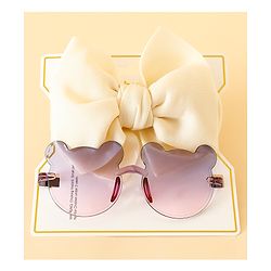Babyhug Free Size Headbands With Bow Applique & Sunglasses - Light Blue