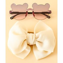 Babyhug Free Size Headbands With Bow Applique & Sunglasses - Light Blue