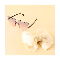 Babyhug Free Size Headbands With Bow Applique & Sunglasses - Light Blue