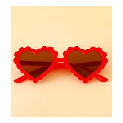 Babyhug Free Size Hearts Printed Headband With Bow Applique & Sunglasses - Red