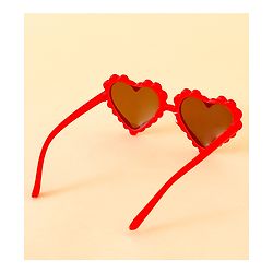Babyhug Free Size Hearts Printed Headband With Bow Applique & Sunglasses - Red