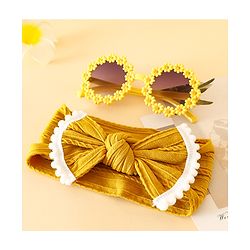 Babyhug Free Size Headbands with Bow Applique - Yelow