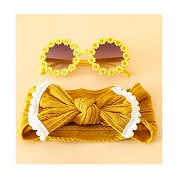 Babyhug Free Size Headbands with Bow Applique - Yelow