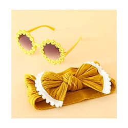 Babyhug Free Size Headbands with Bow Applique - Yelow