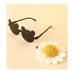 Babyhug Free Size Headband With Floral Applique & Animal Shaped Sunglasses - White & Black