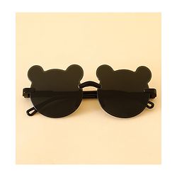 Babyhug Free Size Headband With Floral Applique & Animal Shaped Sunglasses - White & Black