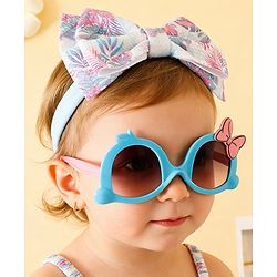 Babyhug Free Size Headband With Bow Applique & Sunglasses - Blue