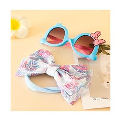 Babyhug Free Size Headband With Bow Applique & Sunglasses - Blue