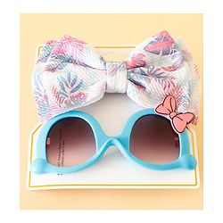 Babyhug Free Size Headband With Bow Applique & Sunglasses - Blue