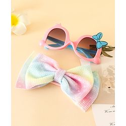 Babyhug Free Size Headband With Bow Applique & Sunglasses - Blue
