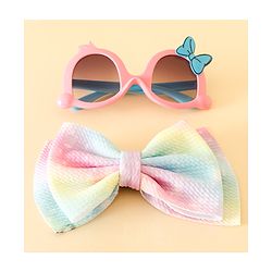 Babyhug Free Size Headband With Bow Applique & Sunglasses - Blue
