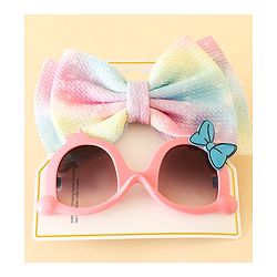 Babyhug Free Size Headband With Bow Applique & Sunglasses - Blue