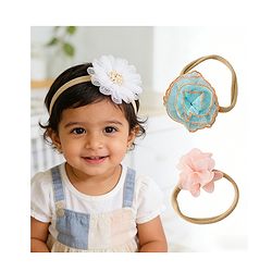 Babyhug Headband with Floral Applique Pack of 3 Free Size - Multicolor