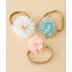 Babyhug Headband with Floral Applique Pack of 3 Free Size - Multicolor