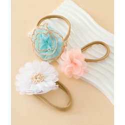 Babyhug Headband with Floral Applique Pack of 3 Free Size - Multicolor