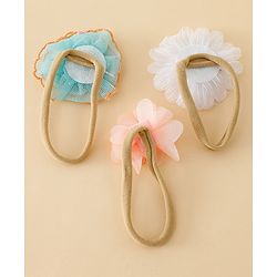 Babyhug Headband with Floral Applique Pack of 3 Free Size - Multicolor